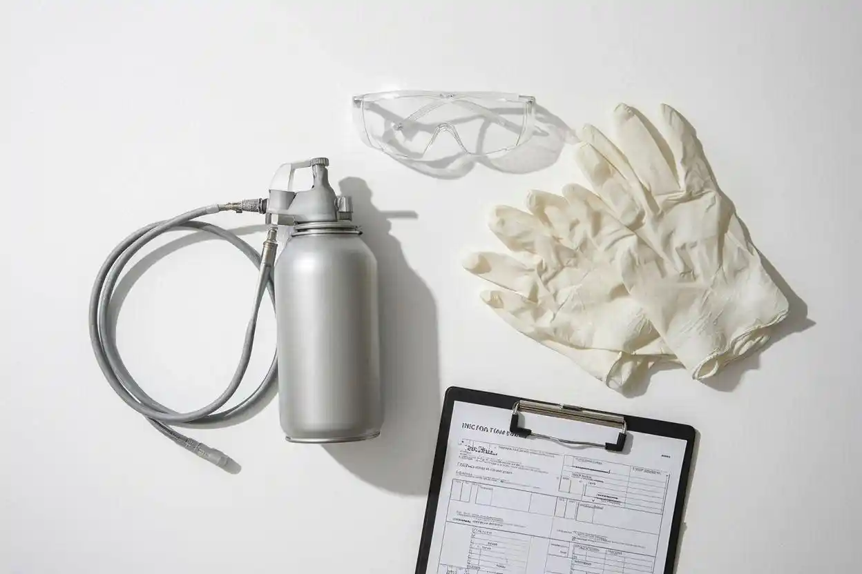 Petugas jasa anti rayap Bali memeriksa dinding rumah menggunakan senter secara profesional